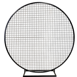 Écran de cheminée autoportant à panneau unique, avec cadre rond en fer forgé et grille de protection en treillis métallique, pare-étincelles - Product Image 1