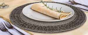 Handcrafted <b>Round</b> Beaded <b>Placemats</b> for Dining Table Wedding Christmas Decoration Family Gathering Parties - Product Image 3