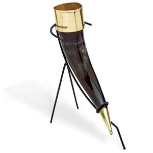 Indian Handmade Natural Ceramic Viking Drinking Horn High Quality <b>Christmas</b> Party Cup with Stand Antique Carved Design - Product Image 3