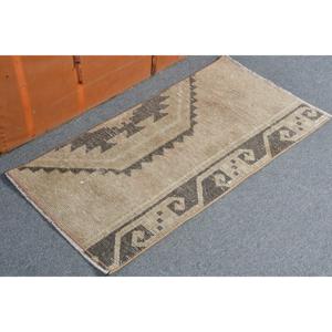 Tapis turc vintage, tapis de 1,6 x 3,2 pieds, petit tapis rayé marron - Product Image 2