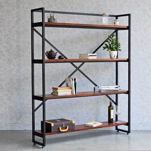 4-Tier Iron Frame Decorative Shelf 140x30x167cm Standing Type with Acacia Wood for Living Room KTB68168 - Product Image 2