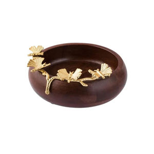 Bols de service en bois modernes polis fabriqués à la main Branche en laiton unique Milli Fleurs Design pour noix Bonbons Mariages Décoration intérieure - Product Image 6