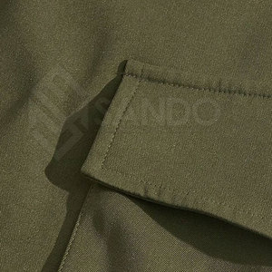 Pantalon cargo 100% coton pour hommes coupe ajustée style décontracté confortable avec motif droit léger délavé foncé - Product Image 3