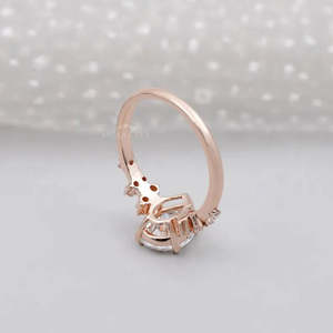 IGI Certified Rose Gold Engagement <b>Ring</b> with Pear Cluster Side Stones <b>Diamond</b> <b>Rings</b> Collection - Product Image 5