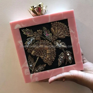 Antique Mid-Century Luxury Women's Evening Wedding Bridal Shower Clutch Bag Quality Resin <b>Handbag</b> Pearl Decoration <b>Box</b> Frame - Product Image 2