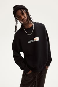 Sweat-shirt imprimé en coton et polyester pour homme, manches longues, col côtelé, épaules tombantes, noir, bland, pour l'hiver - Product Image 6