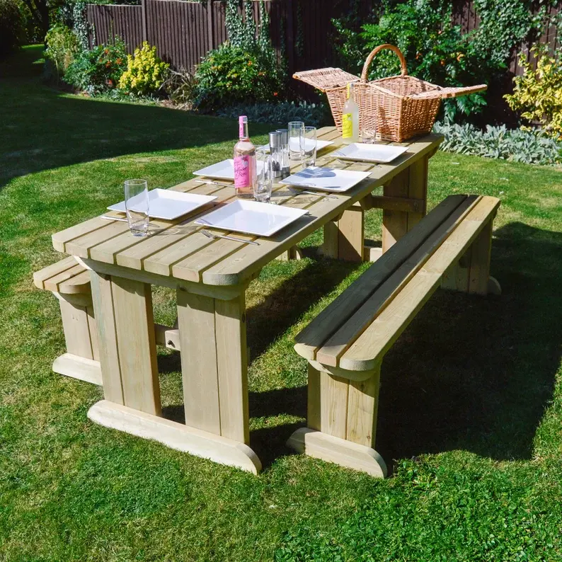Auden set tavolo da picnic all'aperto in legno massello, giardino, piscina con finitura naturale set da pranzo all'aperto tavolo da picnic con panca