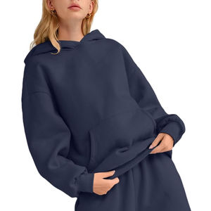 100% coton meilleure qualité femmes sweat à capuche surdimensionné goutte épaule Style pull à capuche sur mesure Logo impression - Product Image 4