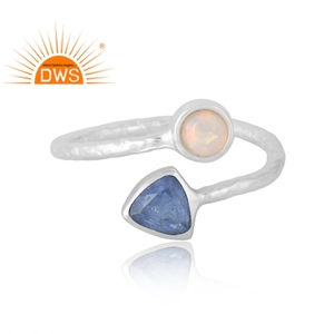 Stylish Selling 925 Sterling <b>Silver</b> Natural Ethiopian <b>Opal</b> & Tanzanite Gemstone <b>Ring</b> Custom Jewelry For Women Gift For Her - Product Image 3