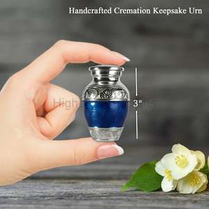 Set of 4 Handcrafted <b>Mini</b> Metal <b>Urns</b> with Velvet Case Pouches <b>for</b> Family Pets Cremation Funerals-Premium Funeral Supplies - Product Image 2