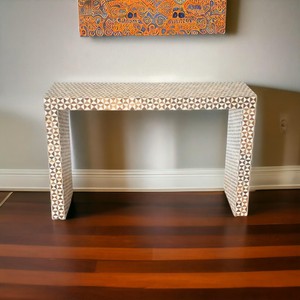 Mesa de centro de lujo de estilo moderno, diseño de muebles únicos, taburetes de consola con incrustaciones de hueso estético, otomanos, decoración del hogar, Panel de madera - Product Image 6