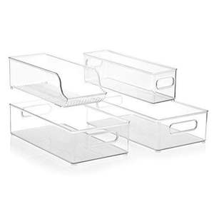 Plateau de service multifonctionnel moderne en acrylique transparent avec finition laquée, compatible lave-vaisselle, avec poignées, durable, pour la cuisine et le rangement de la vaisselle - Product Image 1