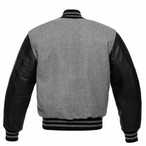 Chaqueta Universitaria Americana de Béisbol para Hombre, Estilo Letterman, Negra, de Lana con Mangas de Cuero Auténtico Negro, Colores Personalizables - Product Image 6