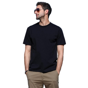 Low MOQ Classic <b>Men's</b> Premium Spandex Cotton Smart Casual T-Shirt Soft Touch Breathable Quick Dry Anti-Pilling Solid <b>Turtleneck</b> - Product Image 1