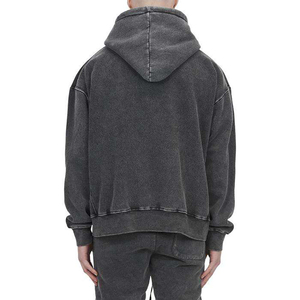 Sweat à capuche zippé pour homme en molleton double couche imprimé sur mesure, avec design délavé à l'acide, 100 % coton - Product Image 4