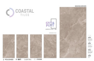 MADONA BROWN Carreaux de porcelaine polie 9mm 600x1200MM / 24X48 Carreaux de briques réfractaires de qualité supérieure au design moderne et classique certifiés CE - Product Image 2