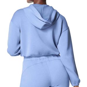 Sudadera con capucha de alta calidad personalizada para mujer, conjunto de dos piezas, entrenamiento corto de gran tamaño, cordón de manga larga de verano - Product Image 3