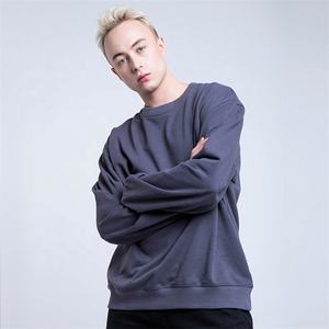 Sudadera lisa de algodón y poliéster para hombre, prenda de vestir, con manga larga y hombros descubiertos, de gran tamaño, con cuello redondo, servicio OEM - Product Image 2