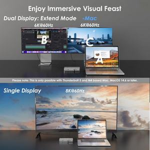 Nouvelle station d'accueil Thunderbolt <span class=keywords><strong>5</strong></span> WAVLINK WL-UTD58-M <span class=keywords><strong>12</strong></span>-en-1 Thunderbolt <span class=keywords><strong>5</strong></span> Dock 140W PD 8K Affichage Hub de connexion - Product Image 4