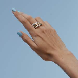 Clásico 10K oro sólido Multi-Link Eternity declaración anillo corte redondo Moissanite diamante Regalo para mamá - Product Image 3