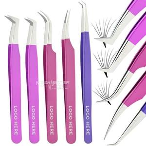 Pinzas para Pestañas de Diferentes Diseños Elegantes, Pinzas para Volumen de Pestañas, Pinzas para Pestañas con Punta de Fibra Pintada en Degradado - Product Image 1