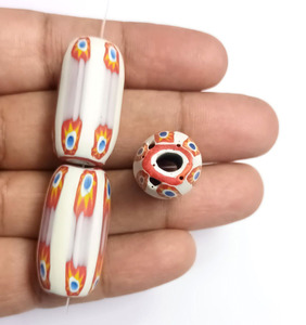 Cuentas Millefiori de estilo Murano, flores de cristal azul, cuentas a granel de 8mm de colores de 6mm para la fabricación de joyas, tamaños surtidos - Product Image 3