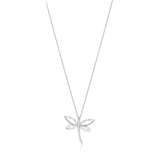 Dragonfly Charm <b>Necklace</b> with Baguette CZ Stone Trendy 925 <b>Silver</b> Wholesale Women Handcrafted Jewelry - Product Image 5