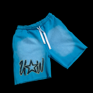 Summer Sun Dyed Faded Sweat Shorts Active Wear Blank Cotton Jogger Vintage Distressed Acid Washed Shorts for Men Breathable - Product Image 1