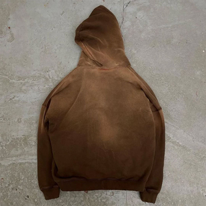 Transpirable de alta calidad de los hombres de peso pesado lavado con ácido de gran tamaño Boxy Fit Zip Hoodie Vintage Sun Faded 100% Cotton Hoodie - Product Image 2