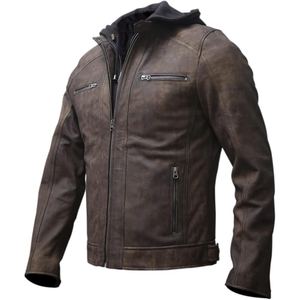 Veste de motard en cuir d'agneau vieilli finition vintage avec un attrait moderne - Product Image 1