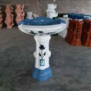 Prix de gros Articles sanitaires modernes Bassins sur pied Lavabo de salle de bain Lavabo sur pied en céramique Lavage des mains - Product Image 4