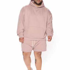 Conjunto de Sudadera con capucha y pantalones cortos ligeros de dos piezas para hombre, cuello con capucha estampado de temporada de invierno con cintura con cordón y ajuste relajado - Product Image 5