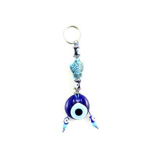 Llavero con Mosquetón DAFNI BIG PAZAR con Cuentas de Ojo Turco - Diseño Metálico 3D de Moda con Puntas Esmaltadas Únicas e Impresión en Relieve - Product Image 3