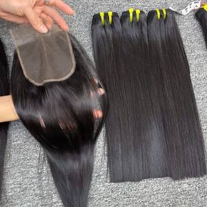 Wholesale 4*4 Color 1b Virgin Remy Hair Double Weft <b>Lace</b> <b>Closure</b> Frontal Natural Wave Transparent Bone Straight Vietnam Factory - Product Image 2