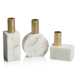 Bougeoir en métal et marbre décoratif pour la maison de designer Finition en béton Pot à bougie unique à 5 bras et support Couleur or Fait à la main - Product Image 4