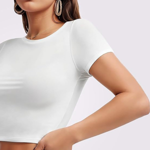 Camisetas básicas para mujer, camisetas de verano, camisetas cortas de manga corta ajustadas, ropa de entrenamiento de gimnasio bonita - Product Image 3