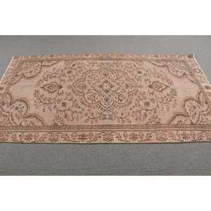 Alfombra Turca Vintage, Alfombra de 4.3x7.9 pies, Alfombra Floral Rosa - Product Image 3