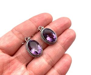 925 argent Sterling améthyste pierres précieuses boucles d'oreilles bijoux à la main argent Boho Style boucles d'oreilles bijoux pour femmes cadeau de mariage femme - Product Image 3