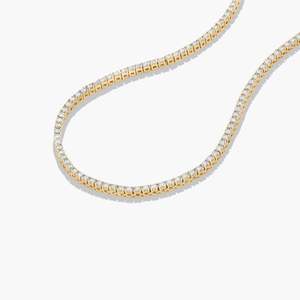 Luxury 3.50 MM Moissanite Diamond Tennis <b>Chain</b> Necklace Silver/10K <b>Gold</b> Finish Iced Style for <b>Men</b> Women Engagement Wedding Gift - Product Image 4