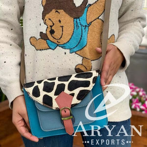 Nouveaux cheveux sur imprimé Animal en cuir recyclé femmes sac à bandoulière véritable fait à la main couleur trapue en cuir véritable Offre Spéciale sac à main sac à bandoulière - Product Image 1