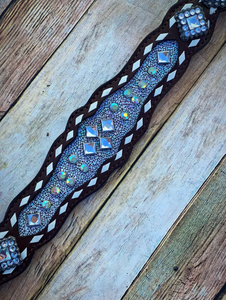 Kaamkaaj Genuine Leather Western Saddle Horse Tack <b>Set</b> Metal Components Buckle Closure <b>Beaded</b> Headstall Breast Collar-Riding - Product Image 5