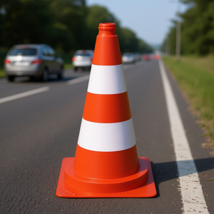 กรวยจราจรเรืองแสงกลางวัน H.320 มม. พร้อมแถบสะท้อนแสง 1 แถบ น้ำหนัก 0.52 กก. ขนาด 23x23 ซม. พร้อมสติกเกอร์สะท้อนแสงและไฟส่องสว่างสำหรับโปรโมชั่น - Product Image 3