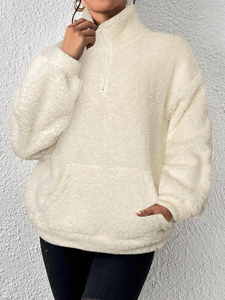 Sweat-shirt à capuche en polaire de couleur unie pour femmes personnalisées pour l'hiver épais et chaud respirant coupe-vent - Product Image 6