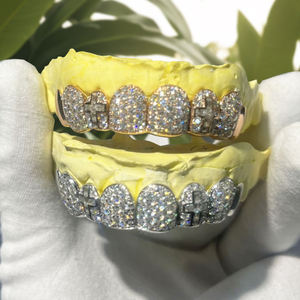 Grillz en argent poli avec accents de diamants Moissanite, pour dents supérieures et inférieures, style Hip Hop minimaliste, unisexe, certifié GRS, finition premium - Product Image 4