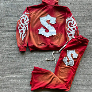 Streetwear d'hiver en polaire imprimé par transfert de chaleur avec logo personnalisé Ensemble de sweat à capuche et pantalon de survêtement 100% coton pour femmes - Product Image 1
