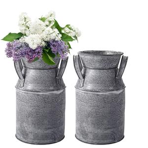 Caña de leche de hierro de Metal galvanizado con mango lateral, maceta de flores de nuevo diseño para el hogar, jardín al aire libre, propósito decorativo - Product Image 4