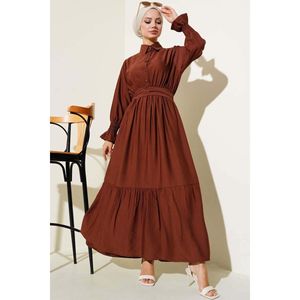 Vestido Tobillo Cinturón Marrón - Product Image 1