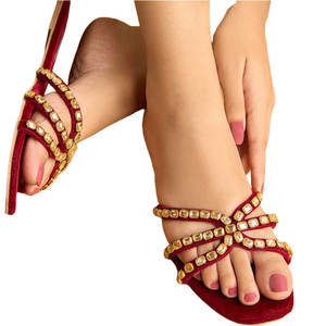 Sandales pour femmes, dessus en velours confortable, semelle intermédiaire antidérapante, tendance de la mode, imprimées, faites à la main, couleurs personnalisables - Product Image 1