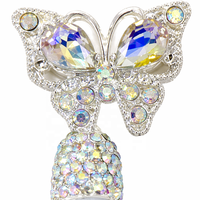 51221 ANTAISEN Perles Papillon Créatives en Alliage de Zinc Plaqué Argent avec Strass Rose et Violet, Accessoires DIY pour Stylos