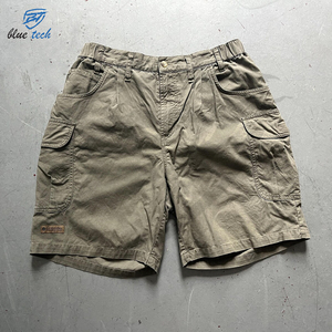 Shorts cargo en coton pour hommes, taille élastique, teinture unie, séchage rapide, haute qualité, streetwear décontracté d'été - Product Image 4
